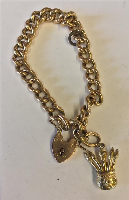 9ct gold bracelet & padlock